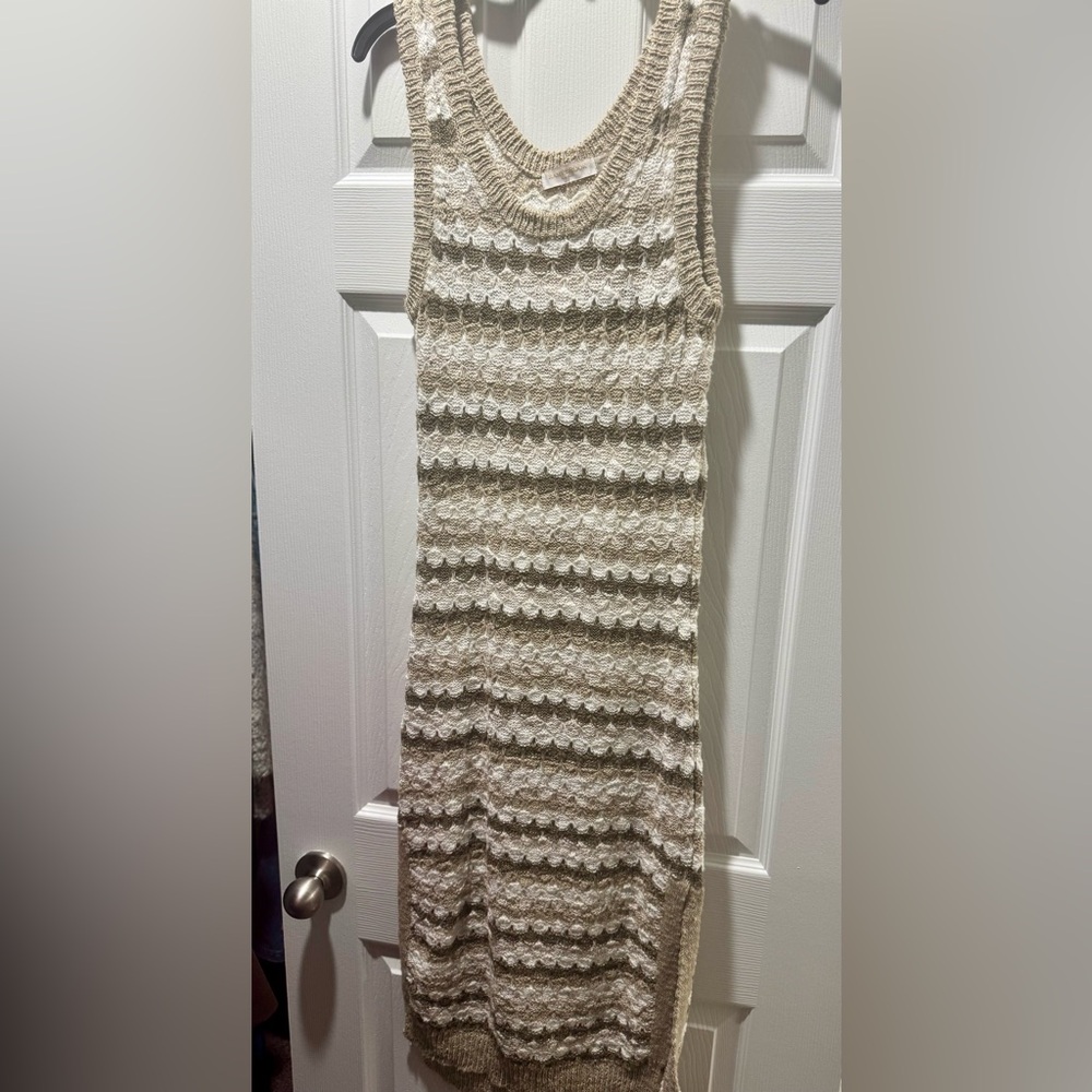 Ramy Brook Knit Striped Dress - Cream and Brown